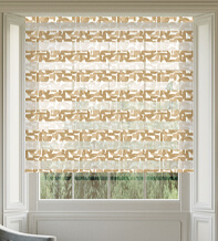 Fairway Gold Geometric Day and Night Blind with Ultra Fine Patterned Voile