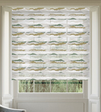 Faroe Olive Abstract Day and Night Blind with Ultra Fine Patterned Voile