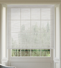 Portage White – Striped Sheer Voile Roller Blind