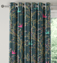 Sara Miller Swallows Forest Green – Designer Curtains