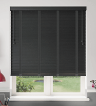 Morgan 50 Bamboo Black - 50mm Slat Wooden Blind Black Tape
