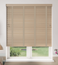 Morgan 50 Bamboo Oak - 50mm Slat Wooden Blind Light Beige Tape